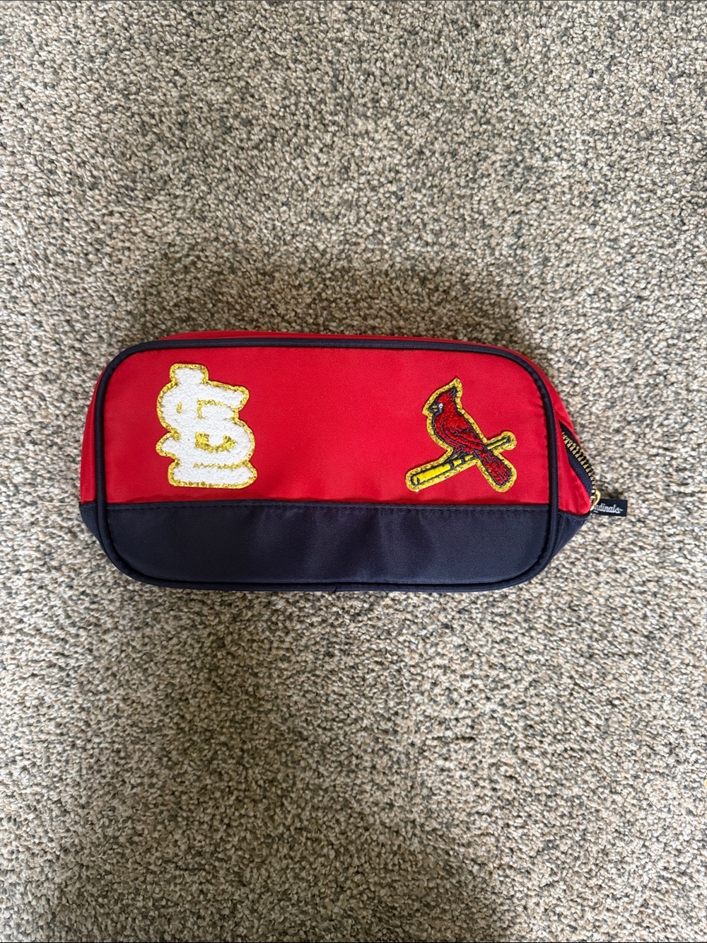 Red and Black Travel Pouch with St. Louis Cardinals Patch